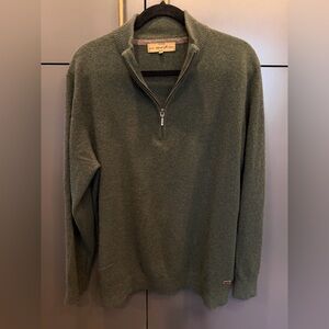 Dubarry Men’s Merino & Possum Quarter Zip Sweater | L | Olive Green